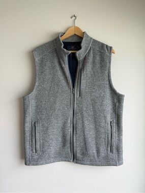 Vineyard Vines Mountain Sweater Fleece Vest Gray Large